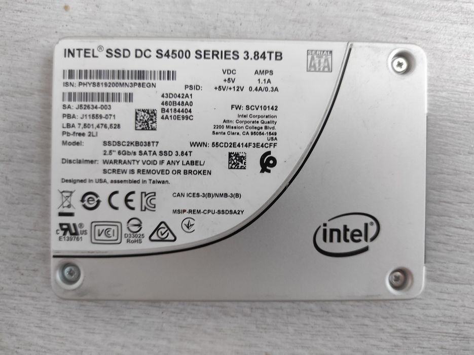 Intel SSD DC S3610 1.6 ТB, S4500 3.84 ТB