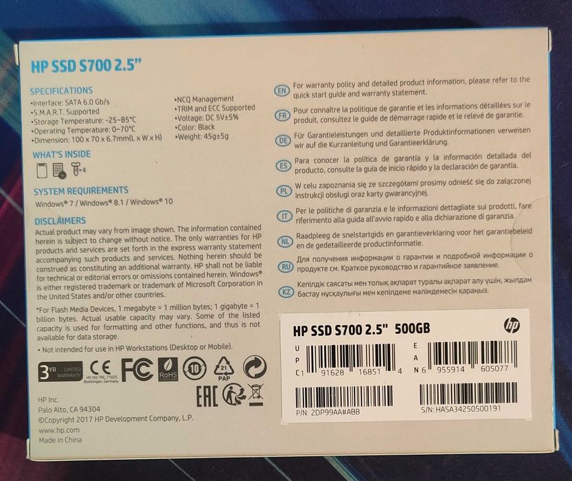 SSD диск HP S700 500 GB