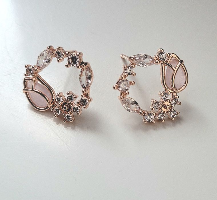 Kolczyki eleganckie ślubne romantyczne korean style