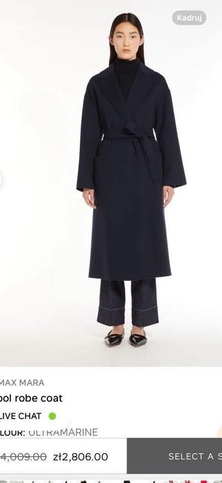 Plaszcz Max Mara 100% welna granat xssml