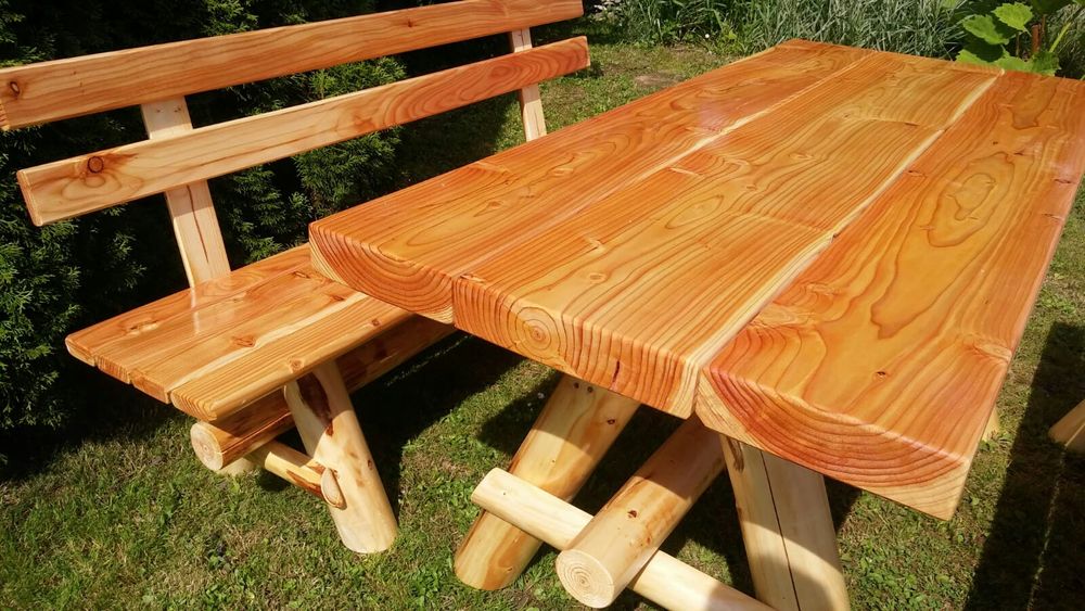 Drewniany komplet ogrodowy