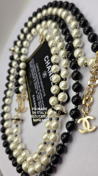 Naszyjnik korale sztuczne perły chanel