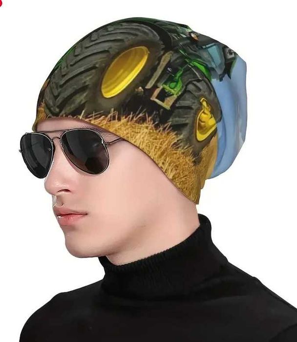 designerska czapka dla chłopca z traktorem S/M Uni