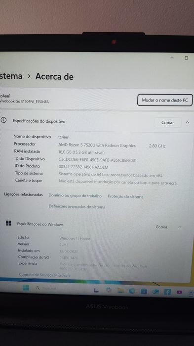 ASUS vivobook go RYZEN (novo)