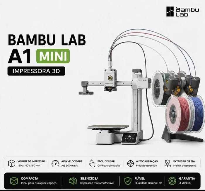 Bambu Lab A1 mini Combo (Com AMS lite) – Como Nova + Garantia até 2029