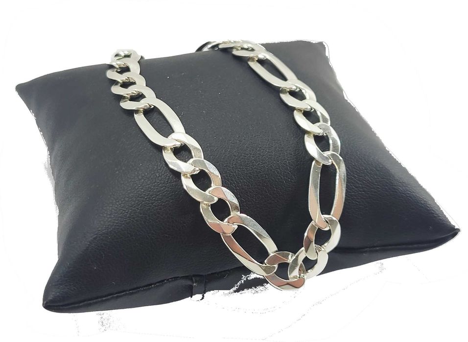SD028 SREBRO 925 Męska bransoletka 12,14g splot figaro długość 21,5 cm
