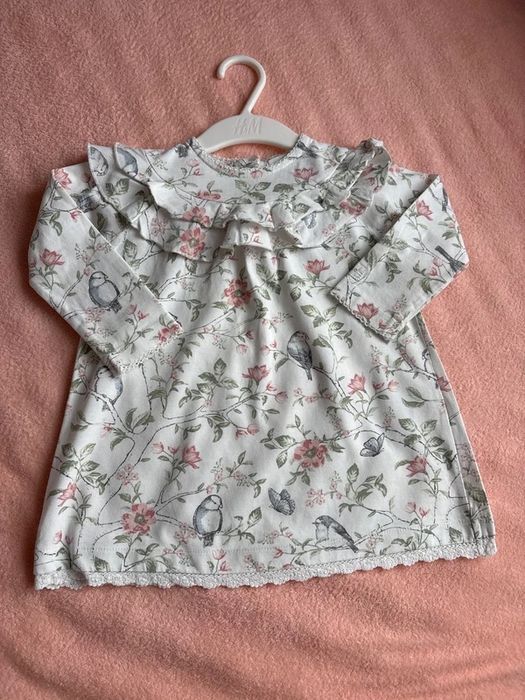 Sukienka Kappahl Newbie 80 dziewvzynka boho ptaszki urodziny roczek