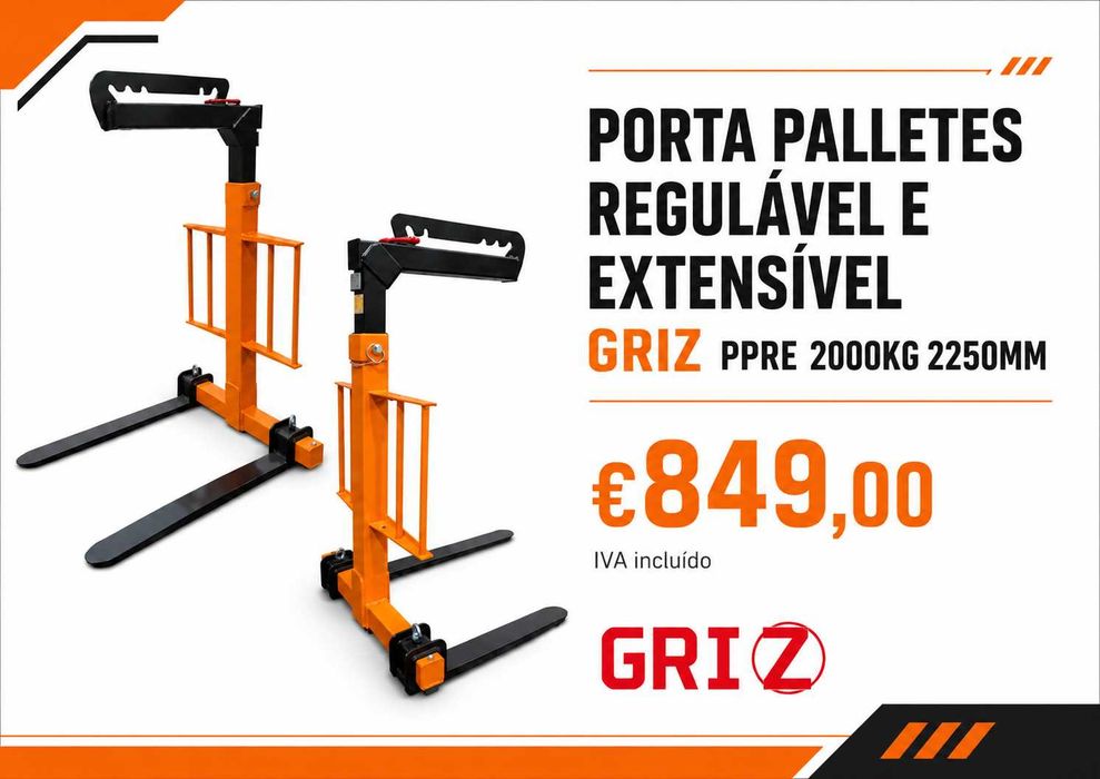 Porta Paletes Regulável e Extensível GRIZ  Capacidade de carga 2000KG LL29