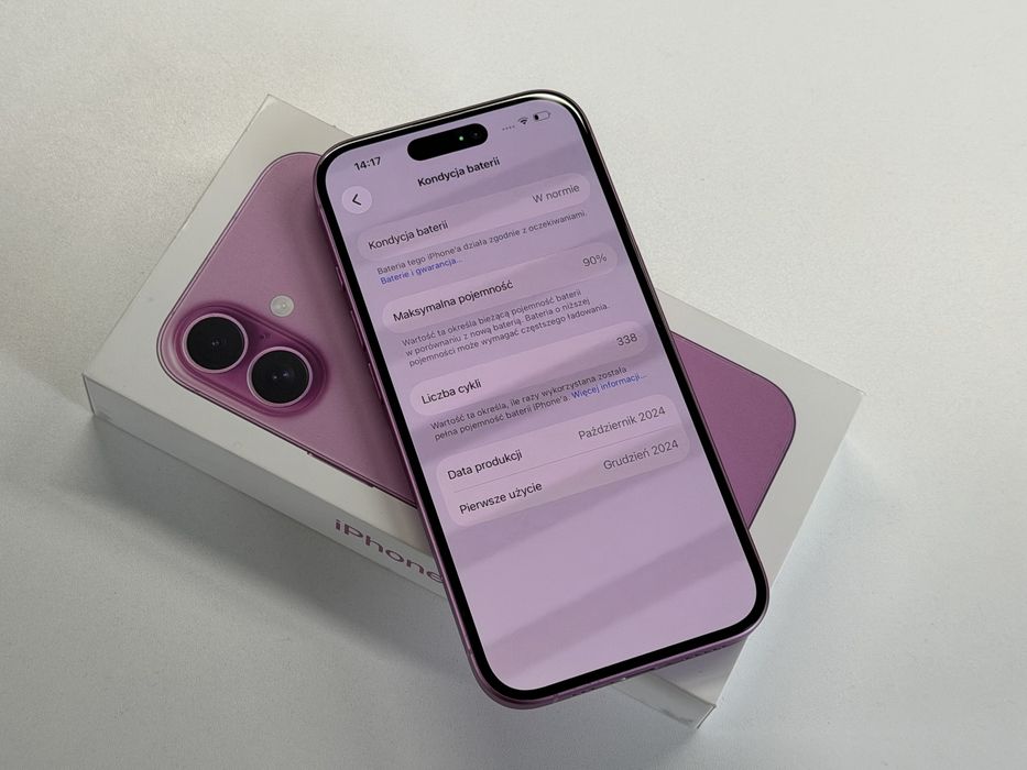 Apple iPhone 16 256 GB Różowy Rose | Stan BDB | Bateria 90% | 100% Sprawny | Komplet | Bez Blokad | Oryginał