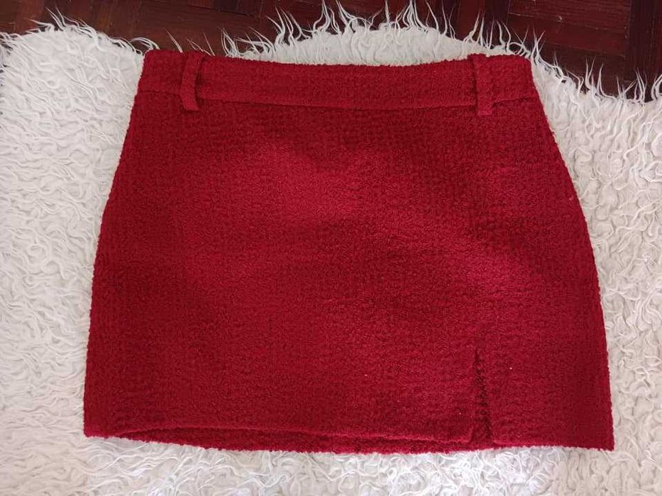 Mini saia tweed Zara XS vermelho