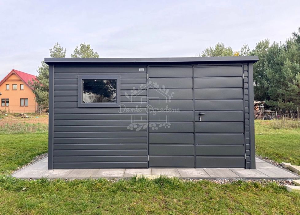 Schowek - domek ogrodowy 4x3 m  2x okno - antracyt ID1112