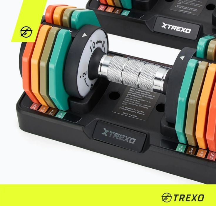Набір регульованих гантелей TREXO 2 х 10 кг Сталевий мультиколір 20кг