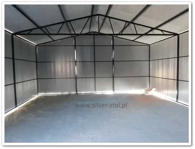 Garaż blaszany 10x7m wiata Silver-Stal Antracyt Grafit