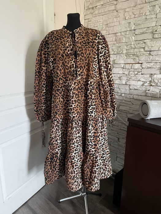 Bawełniana sukienka Bonprix 48/50 panterka, boho, 100% bawełna