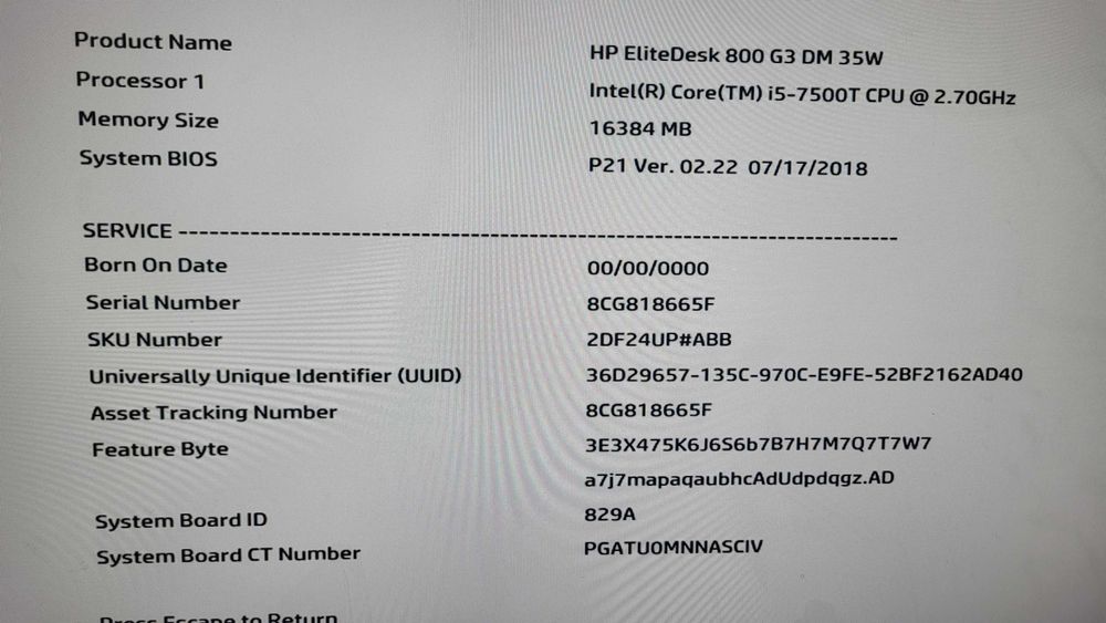 Minikomputerek HP EliteDesk G3 16GB/240GB