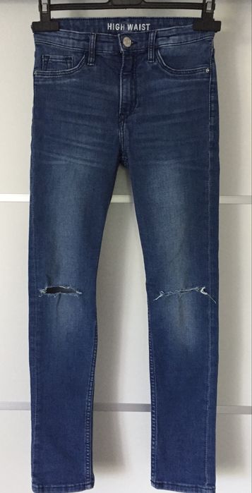 Jeansy rurki H&M rozm. 140 skinny dla szczupłej dziury