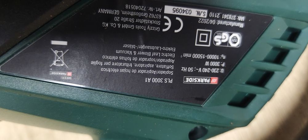 Soprador/Aspirador Parkside 3000w