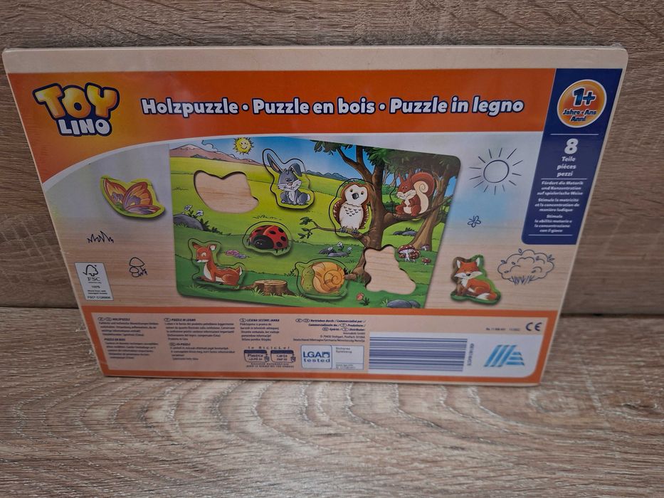 Drewniana układanka edukacyjna , puzzle ,zwierzęta leśne
