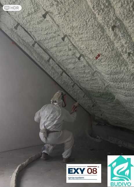 Ocieplenie poddasza Piana PUR lub Celuloza-  stropy, dachy, Ciepły Dom