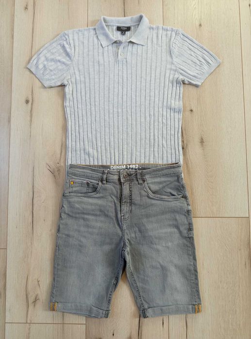Męskie krótkie spodnie szary jeans M