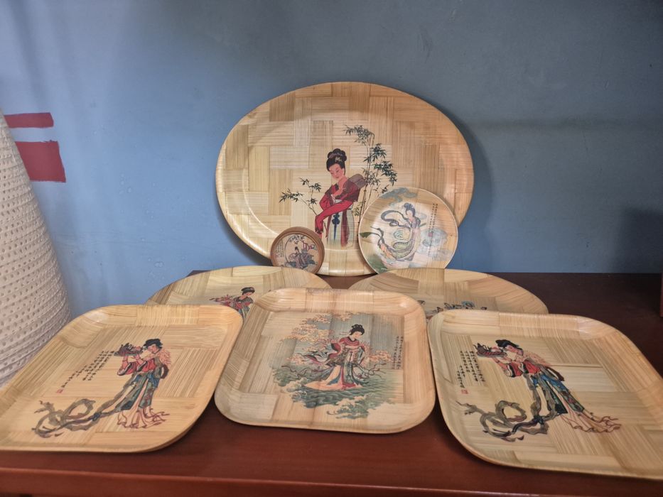 Conjunto pratos bambu
