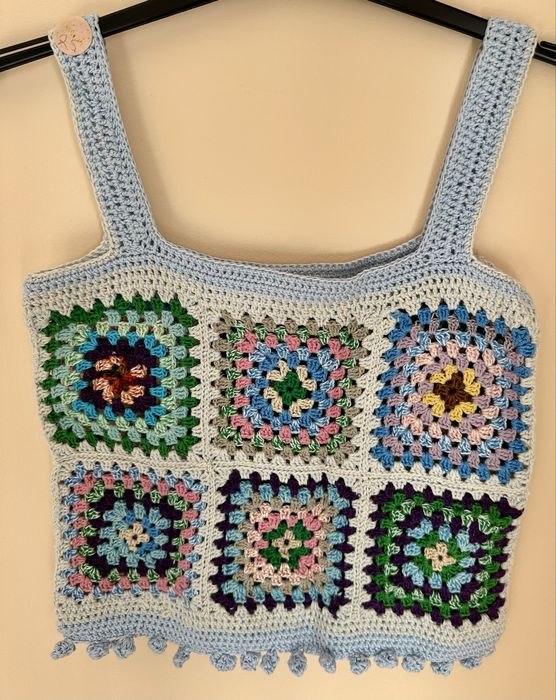 Top de crochê em algodão