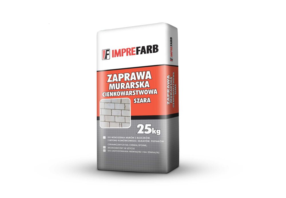 Zaprawa murarska cienkowarstwowa szara Imprefarb 25kg