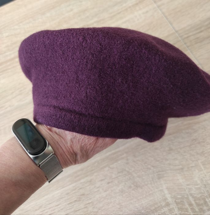 Beret fioletowy Wełna 100%