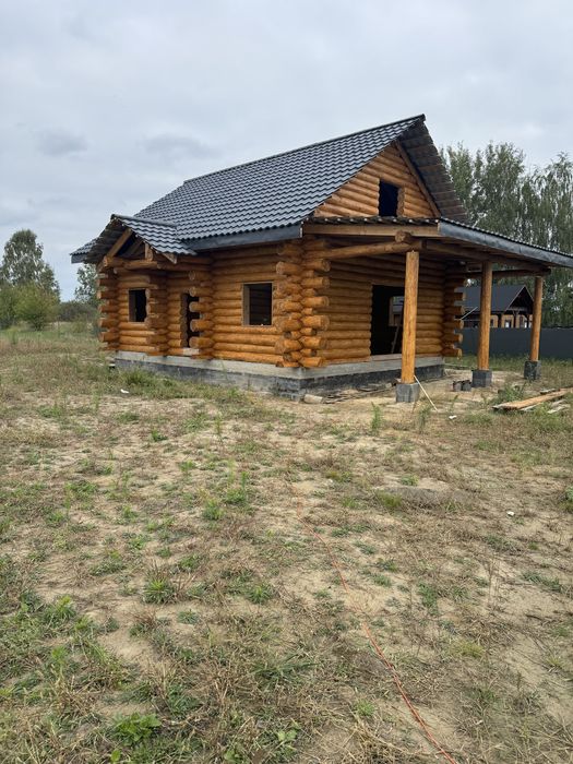 Дім зі срубу та бані, будинки, канадська рубка, дикий зруб діаметром 2
