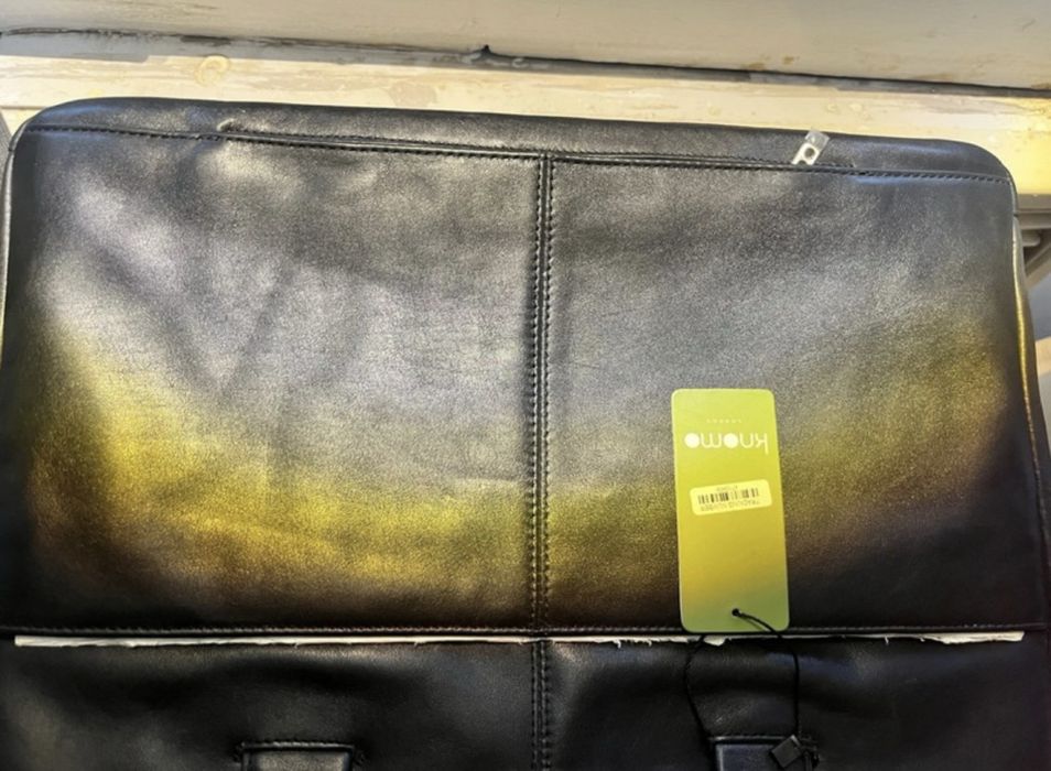 Knomo London Warwick 15 “Leather Laptop bag” Black