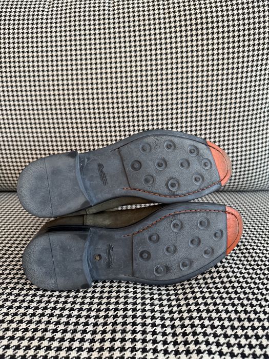 Santoni оригінал Італія замшеві чоботи ботинки челсі зелені хакі