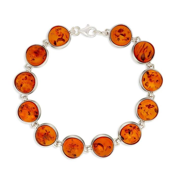 Srebrna bransoletka z bursztynami pr.925