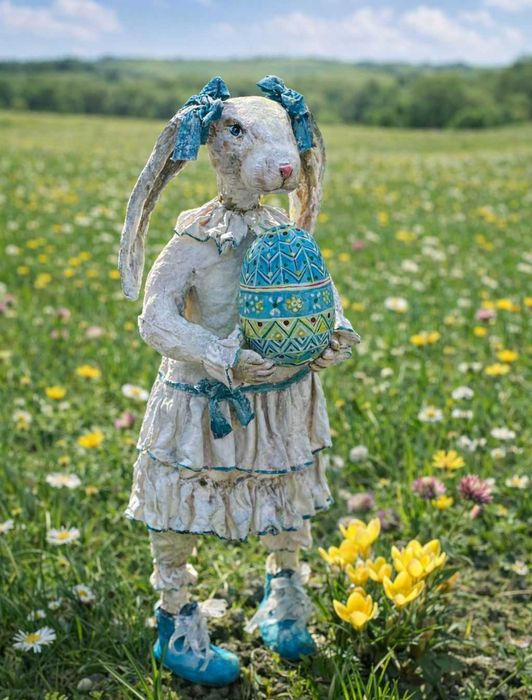 Handmade OOAK decor lalka zając królik króliczka dekoracja