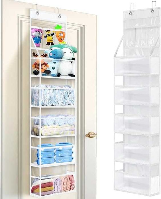 VERONLY Wiszący organizer łazienkowy – 8 półek z przezroczystego PVC,