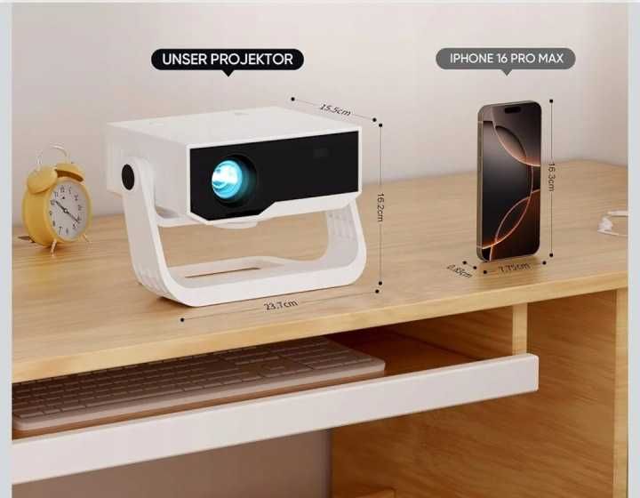 WIELIO, Projektor smart Android 11 obsługa 4K 1080P 28 000 lm WiFi 6 BT 5.2