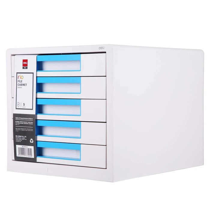 Biało-niebieski pojemnik z 5 szufladami Deli seria RIO. DELI