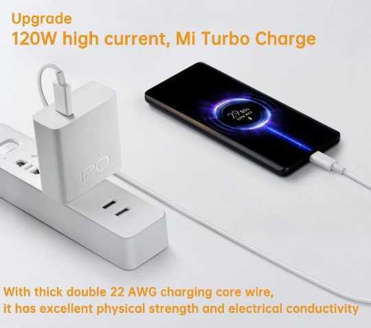 Cabo Xiaomi original USB Tipo C - Carregamento Rápido 120W Turbo NOVO