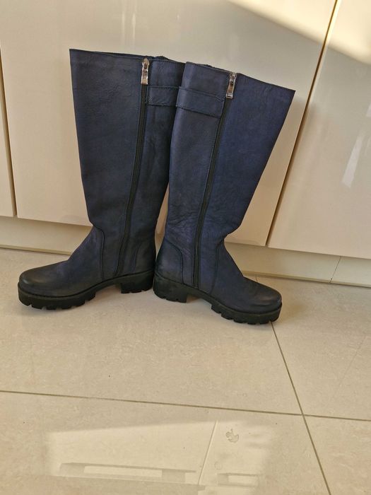 Kozaki granatowe skórzane rozm.38