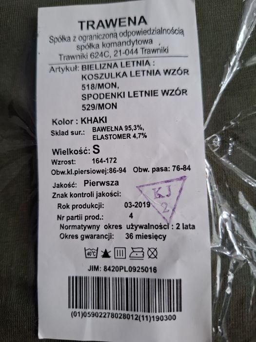 Koszulka i bokserki wojskowe WP MON rozmiar S.