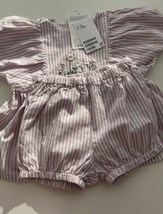 Костюм ліловий блуза та блумери з вишивкою, H&M, 74, 80, 86 р