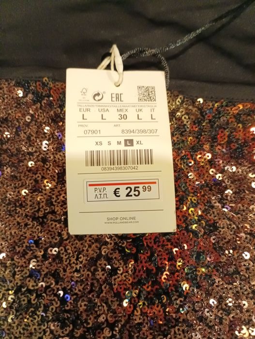 Vestido abrilhantado, de marca Pull&Bear, tamanho L