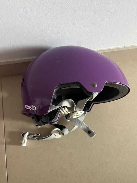 Patins Criança Roxos 4 Rodas, Protecoes e Capacete