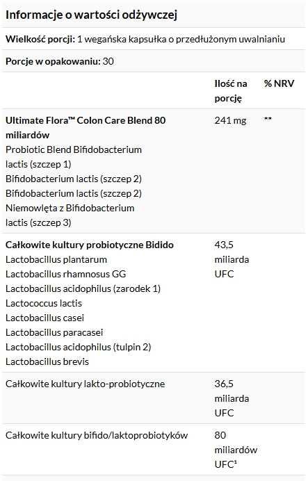 Probiotyk Ultimate Flora Colon Care 50 bilionów żywych kultur bakterii