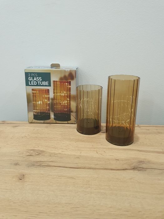 Zestaw 2 Szklanych Lampionów Tub Led