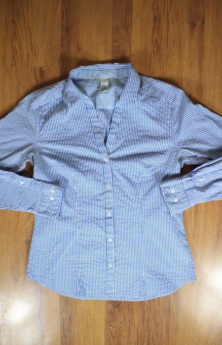 Koszula H&M r. 40 damska w paski nieb-biała dł rękaw bawełna