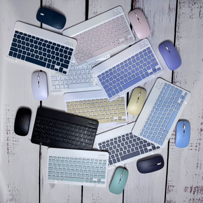 Комплект клавиатура Bluetooth+мышка с подсветкой для планшета укр язык