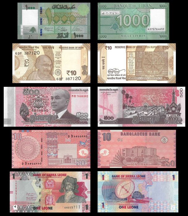 Lote de 25 Notas Mundiais Diferentes L9 - Novas UNC 25 Paises diferentes