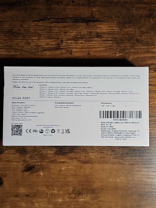 iDiskk Zewnętrzny dysk twardy 4 TB Lightning z certyfikatem MFi