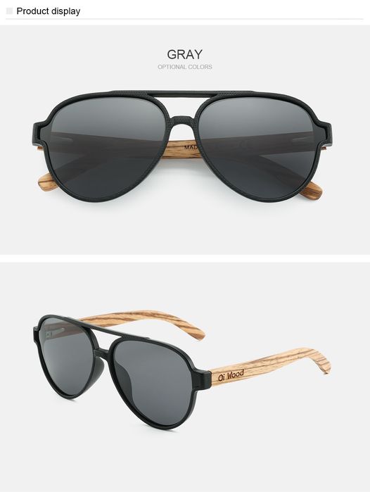 Okulary przeciwsłoneczne drewniane Oi Wood z filtrem UV-400 i polar.