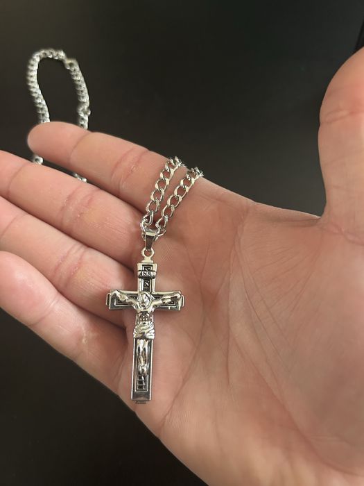 Łańcuszek pancerka z Krzyżykiem srebrny Nowy